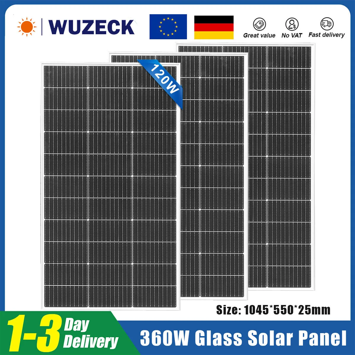 

360W Solar Panel for Off-Grid Applications Rugged Durable Solar Power Compatible with Sealed Gel Flooded Lithium Batteries Ideal