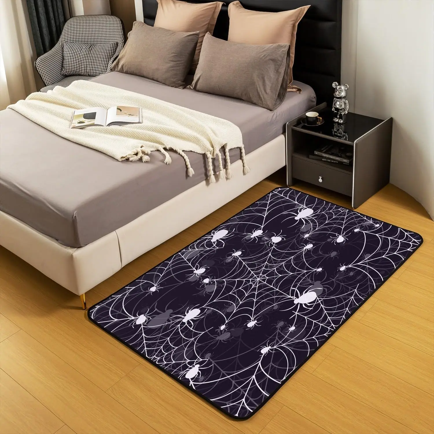 Tapetes impressos Spider Web para sala de estar, tapete de Halloween, tapete decorativo para crianças, quarto, mulheres, homens