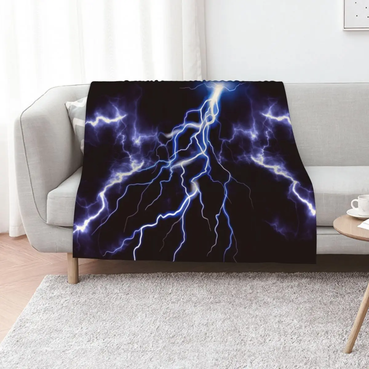 Blue Thunder Colorful Lightning graphic Throw Blanket Nap Decoratives for sofa Bed linens Thermals For Travel Blankets