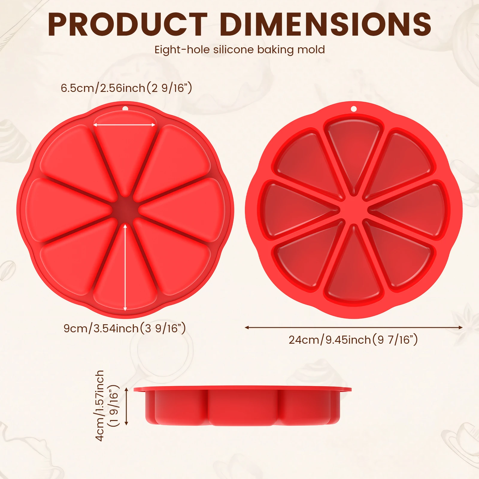 Kitchen Silicone Cake Pans for Baking Triangle Cake Mould Non-Stick 8-Cavity Triangle Scone Pan for Cornbread Brownies Muffins