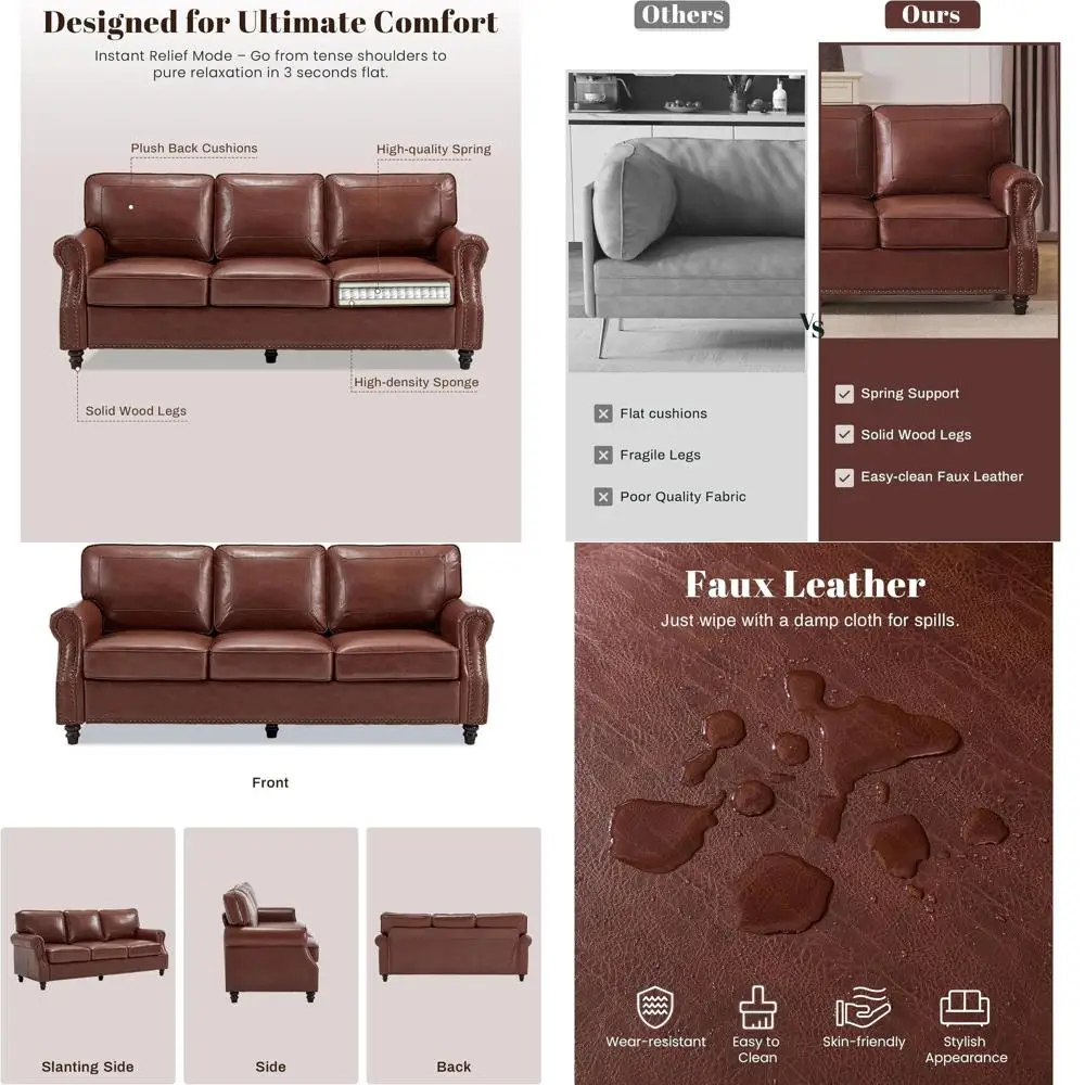 3-Seater Rolled Arm…