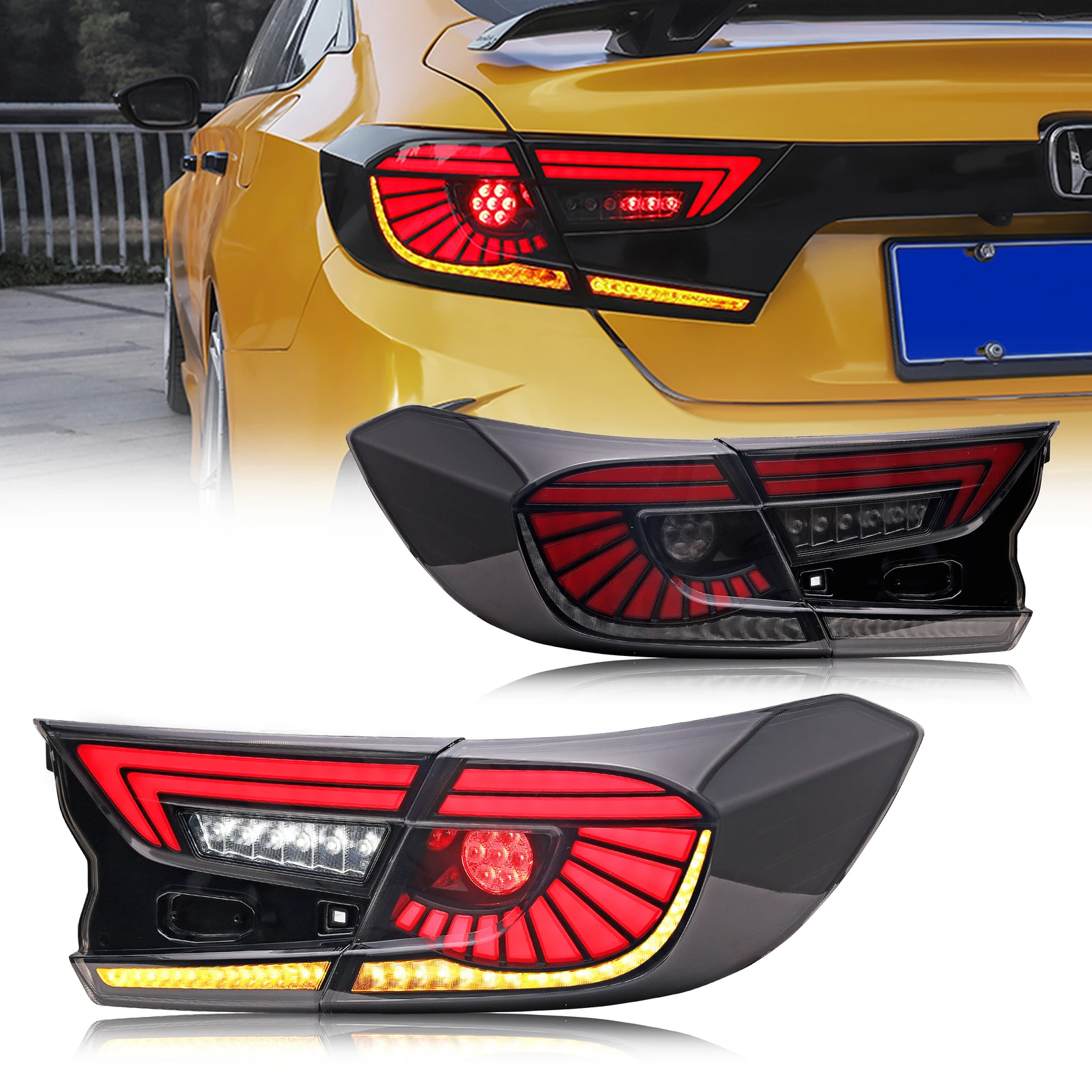 

LED Tail Lights Assembly For Honda Accord 10Th Gen 2018-2022 Smoked Sequential Rear Lamp