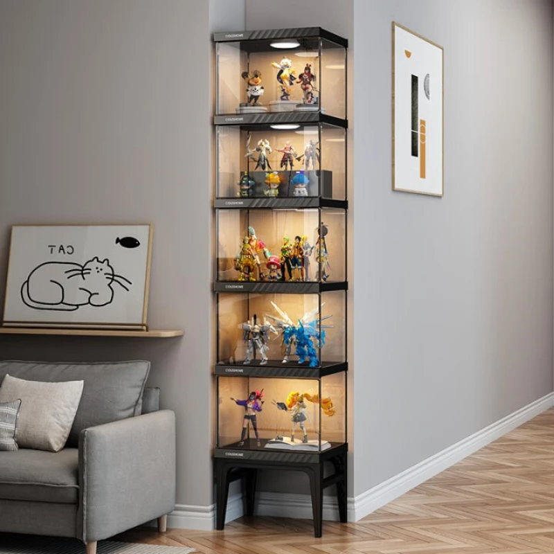 

Transparent Lego Figure Display Cabinet with Light Acrylic Door Household Gundam Display Stand Large Capacity