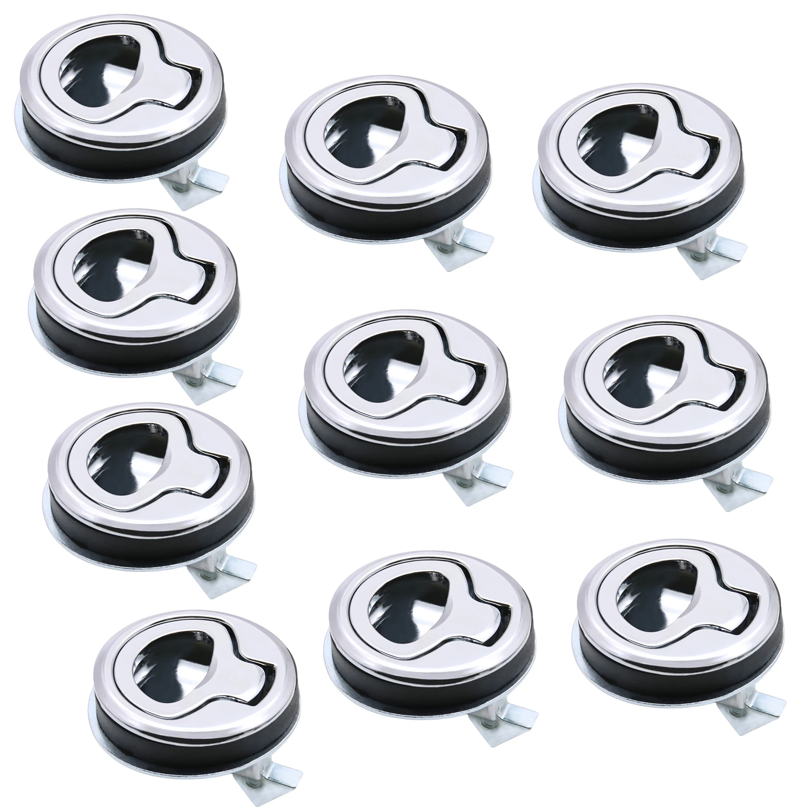 10Pcs Stainless Steel Boat Flush Pull Hatch Slam Latch Marine Hatch Locking Locker Silver Round For Boat Deck Hatch Locking RV