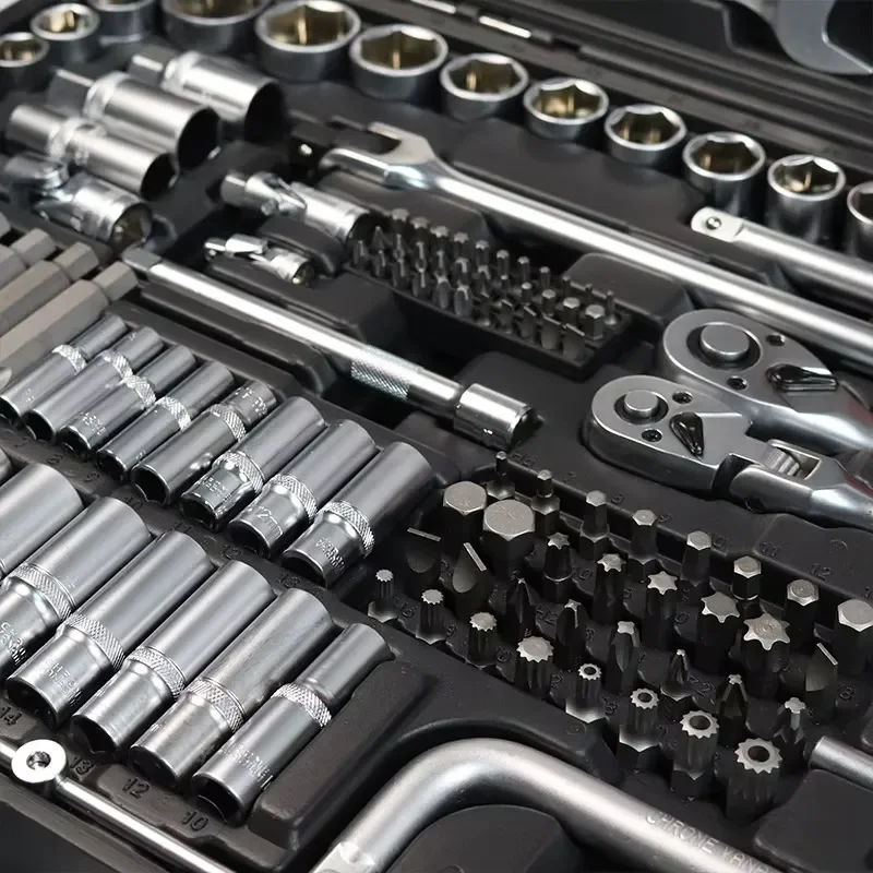 202 Piece Professional Car Repair Socket Wrench Set Multi Purpose Combination Tool Kit with Screwdriver and Other Tools