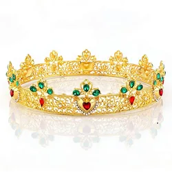 Baroque Round Crown King Queen Tiara for Party