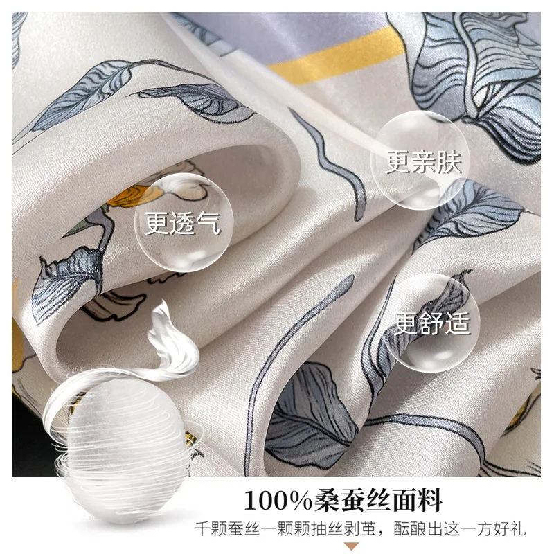 Fashion 100% Silk Satin Scarf Women Handkerchief Printed Bag Scarfs Female Square Head Bandana Small Neck Scarves For Ladies