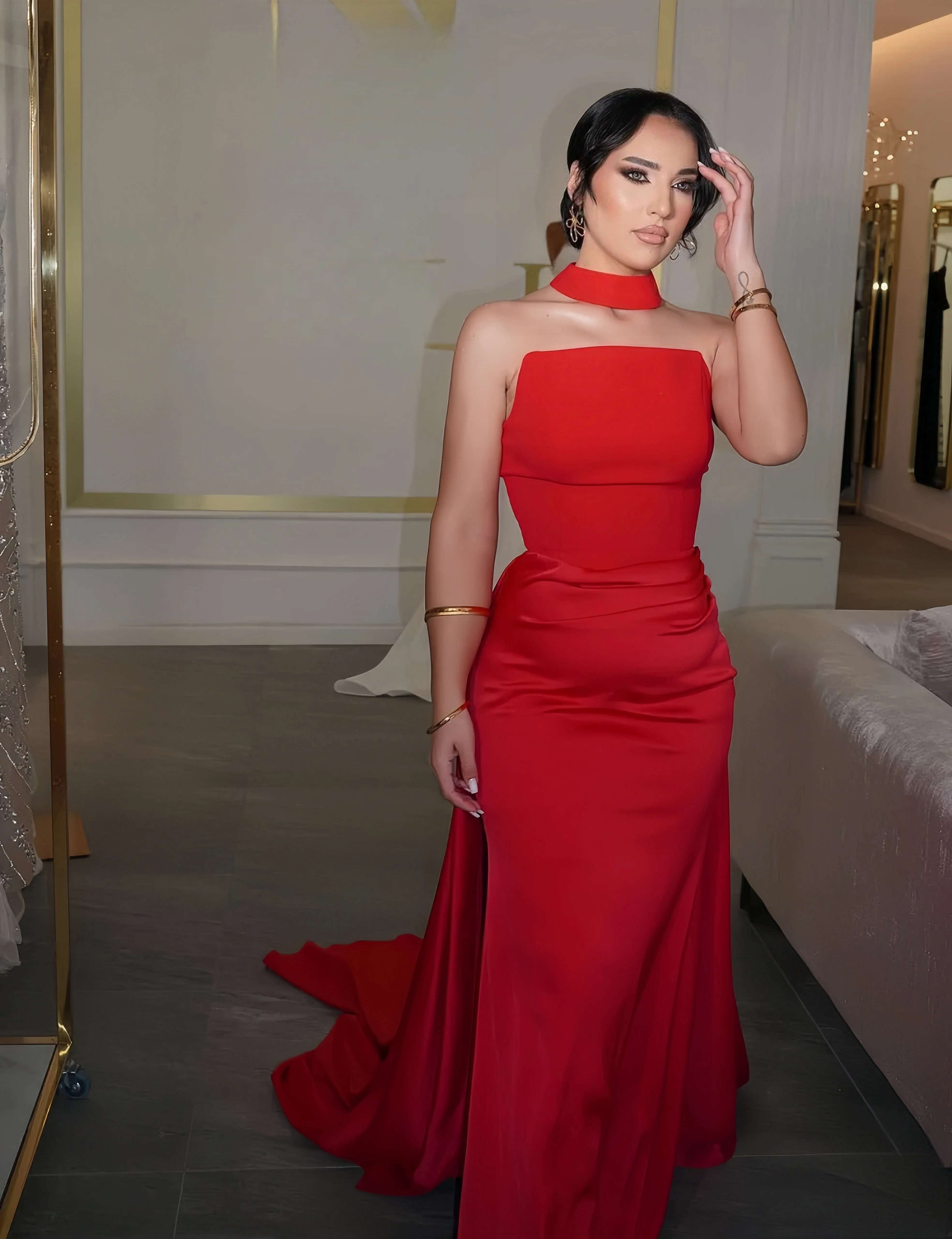 Customized strapless sleeveless A-LINE split luxury evening dresses dresses for special occasions Dresses gala