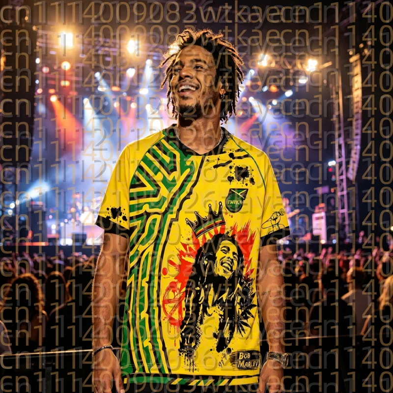 Camiseta de Verão Masculina e Infantil Jamaica com Estampa 3D Bob Marley Edição Especial Jersey Graffiti Top Família Camisetas Infantis