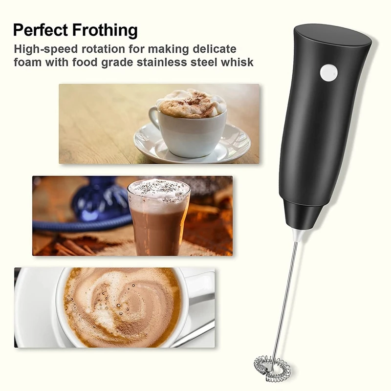 Electric Milk Frother, Handheld Foam Maker, Coffee Mixer With Stainless Steel Whisk, Hand Foamer Blender