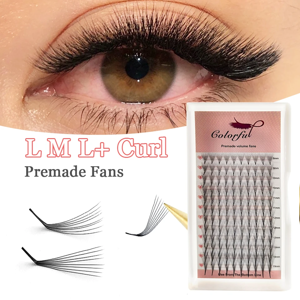 Colorful Premade Fans L Curl Russian Volume Lashes C D L L+ M Cluster Lash Extension Individual Lashes 5D 10D 12D Makeup Cilios