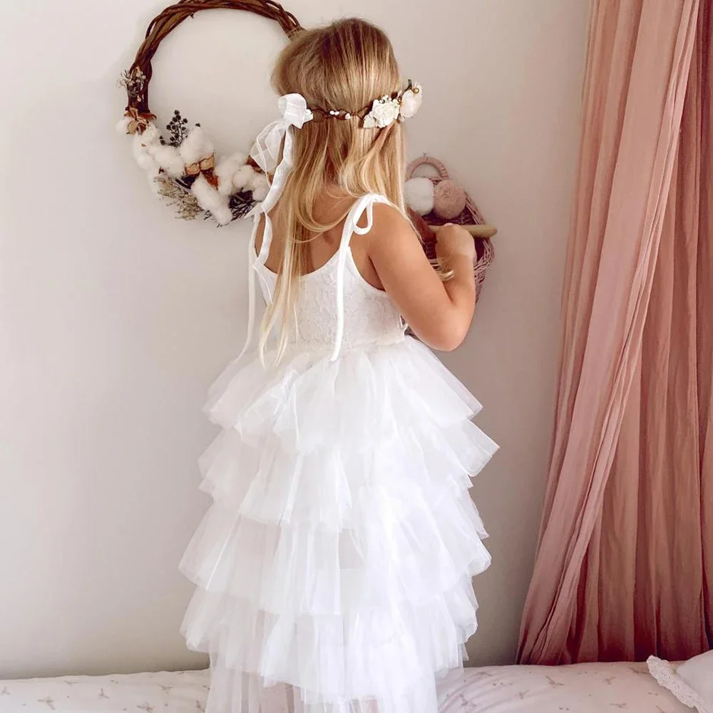 Sommerkleid für Mädchen Blume ärmellose Geburtstags feier tragen elegante flauschige Kinder kleider für Mädchen 3-8y Kinder Freizeit kleidung