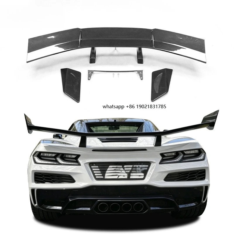 New Arrival Dry Carbon Fiber Upgrade to ZR1 Style Car Auto Parts Racing Wing Rear Spoiler For Corvette C8 Z06 Spoilers