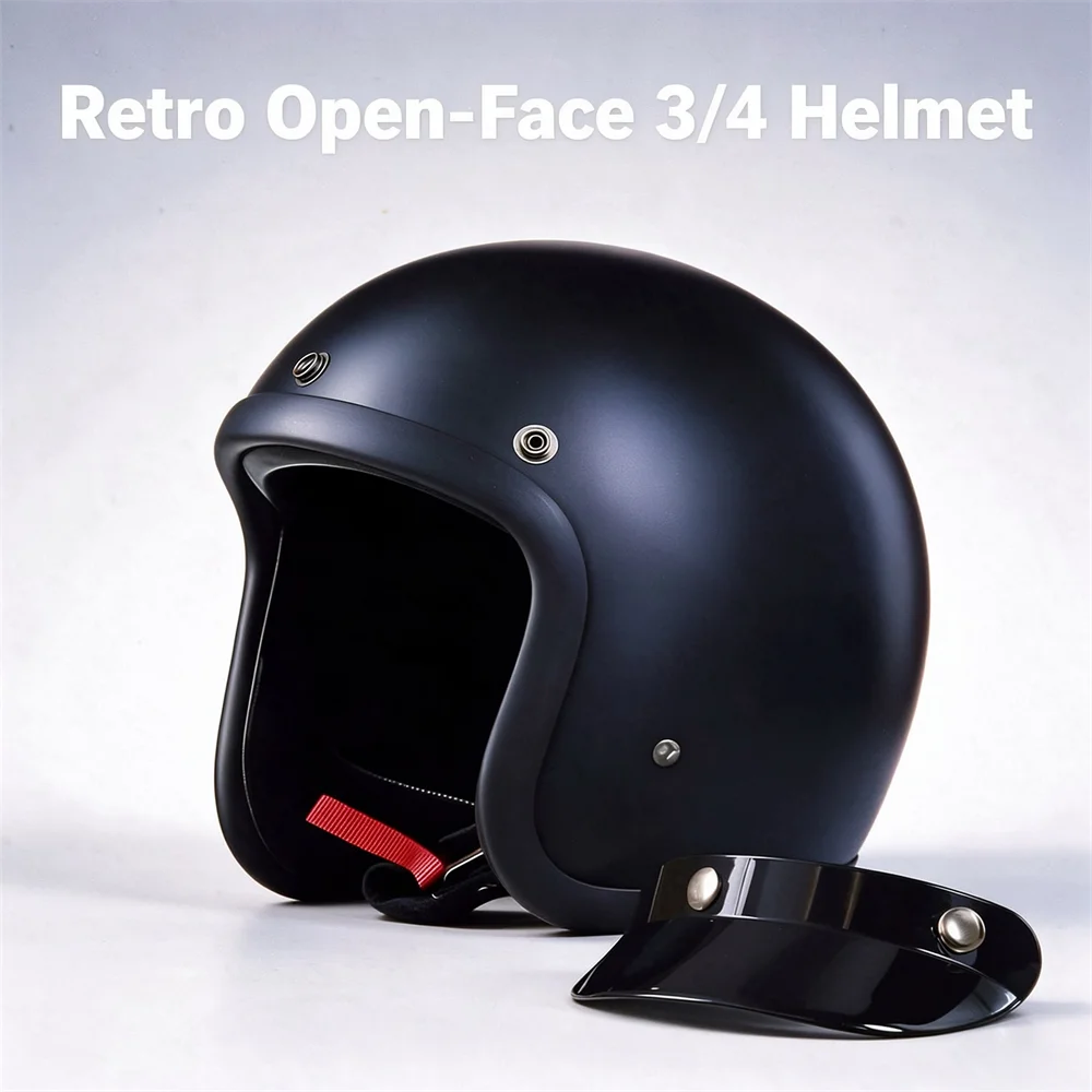 TT&COCASCOS Open Face 3/4  Retro Motocycle Helmet Cafe Racer Light Weight Cascos Unisex Four Seasons Safety Dot Approved