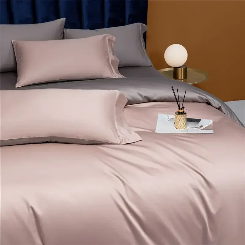 

Bedding 100s Long Staple Cotton Solid Color Duvet Cover Pillowcase High-quality Skin Friendly Fabric Single Double Bed Larger