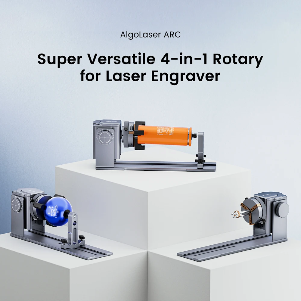 Algolaser Chuck Rotary for Laser Engraver 4-in-1 Laser Rotation Roller 180°Adjustment for Engrave Rings, Spherical Objects