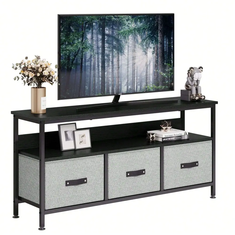 

TV Stand, Entertainment Center With Storage, 47.2 W TV Stand For Bedroom, Small TV Stand Dresser With Drawers And Shelves, TV M
