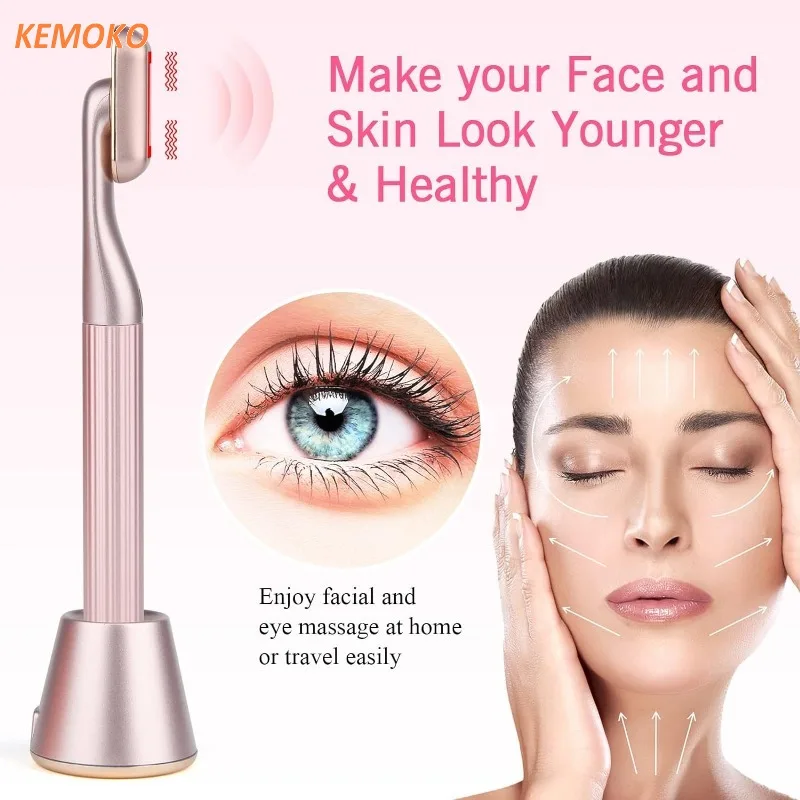 

360° Rotating LED Eye Massager Facial Neck Eye Massager Wand Heating Vibration Anti Aging Wrinkle Face Lifting Beauty Device