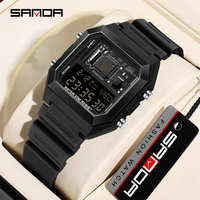 Fashon Sanda Top Brand 6216 Male And Female Student Electronic Watch New Square Multi Functional Countdown Gift Wrist Watches