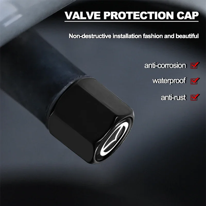 New Car Keychain Tire Valve Cap Car Styling Accessories For Mazda 2 3 6 CX-3 CX-5 CX-8 MX-30 MX-5 BT-50 ATENZA ATENZA R360