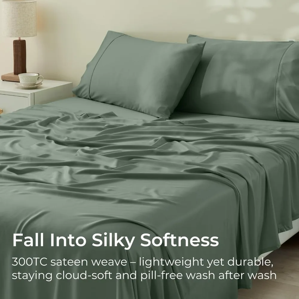 

King Size Sheets Set,Breathable Soft Sheets King Size,16” Pocket King Sheets with Elastic Corner Straps,Moisture Wicking