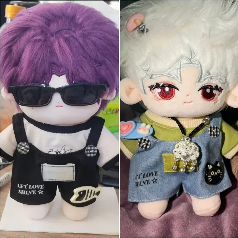 Love and Deepspace Cartoon Plush Dolls Clothes T-shirt And Pants Rompers Overalls Set Doll Accessories For 20cm Cotton Doll Gift