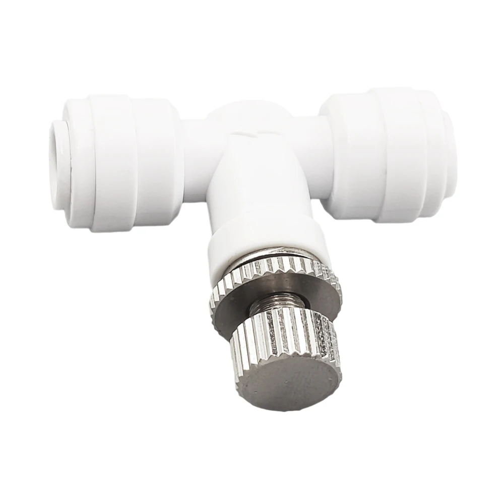 1/4 O.D. T Connector Flow Control Valve for Outdoor Mist Cooling System Garden Irrigation Sprayer RO Water System - 1 Piece