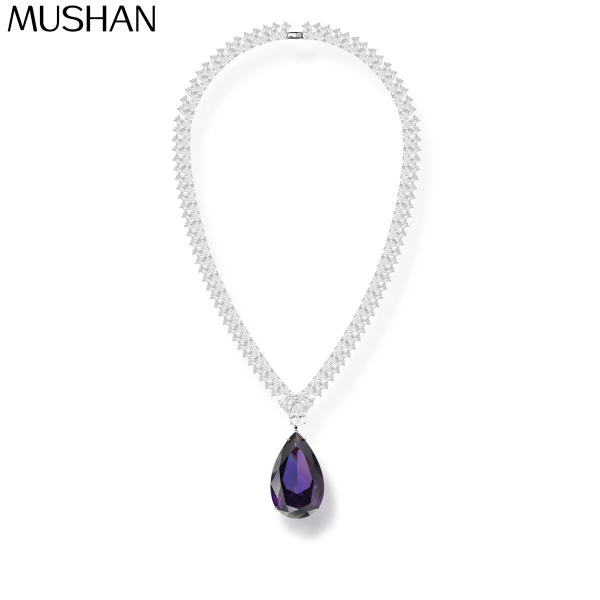 

MS MuShan Brand Jewelry 925 Sterling Silver Necklace Zircon 7A Infinity Romantic for Her Real Gold Plated Premium Pendant