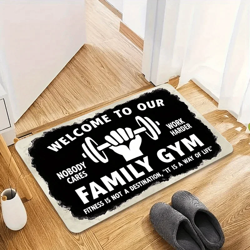 Bodybuilding Fitness Powerhouse Gym Front Door Mat Anti-Slip Carpet Outdoor Mat Absorbent Doormat Garden Garage Entrance Rug