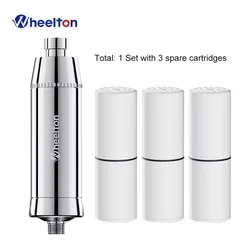Wheelton SPA Bathing Remove Chlorine Water Filter Purifier Shower Filtration Soft Water Attach Extra 3 Cartridges