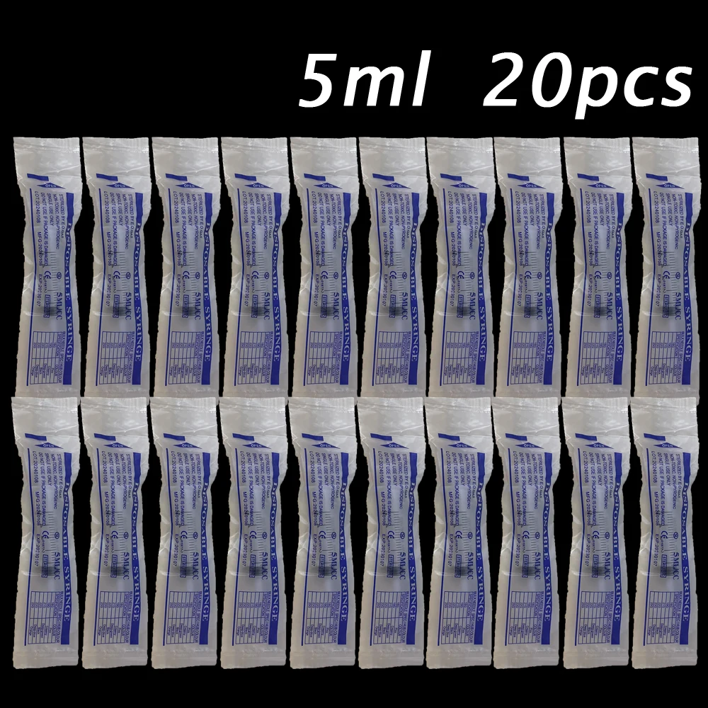 

5ML 20Pcs/Set Nutrient Syringes With OPP Small Measuring Syringe Pet Feeding Without Needle Syringe Injectors Ink Cartridge Pets