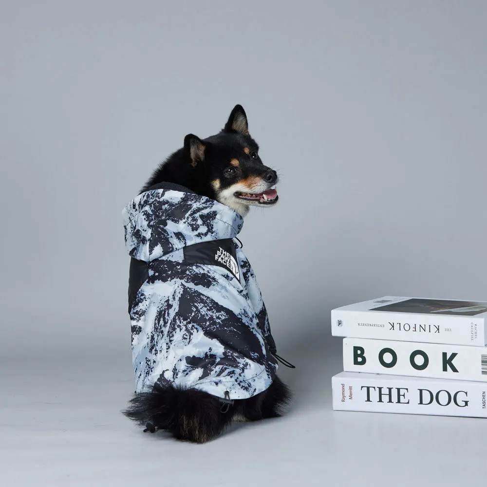 Ropa para cachorros, chaqueta con estampado de montaña nevada, ropa gruesa y a prueba de viento para perros, abrigo duradero, ropa impermeable, ropa cálida para mascotas