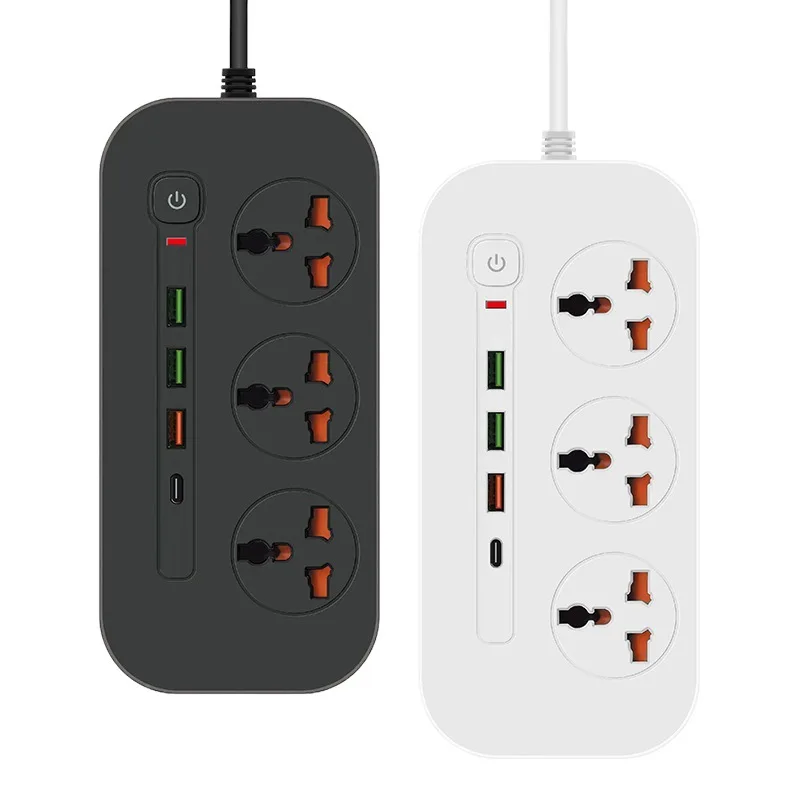 

Power Strip Surge Protector Electrical Sockets with 3 USB 1 Type-C Ports 2m Extension Cord 3 Universal Outlets EU,UK,US Plug