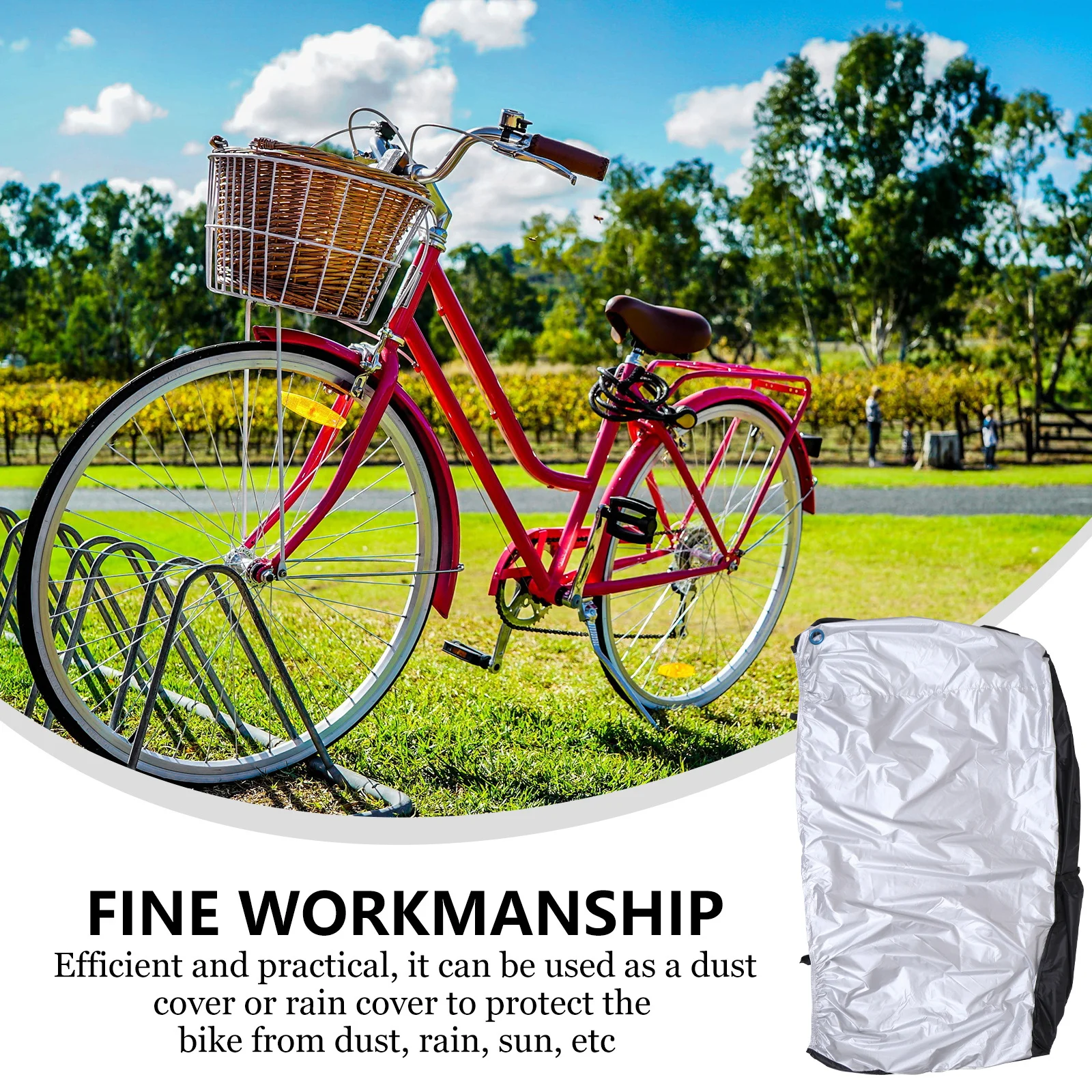 

Waterproof Bike Cover 2 Lock Holes Rust Rain Protection Anti-Theft Elastic Bottom Buckle Design Lightweight Portable Storage Bag