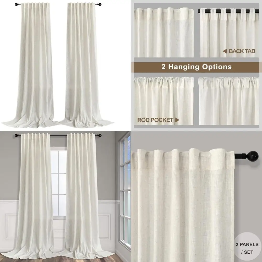 

Linen Sheer Curtains 132 Long with Back Tab, Rod Pocket for 11ft Tall Living Spaces