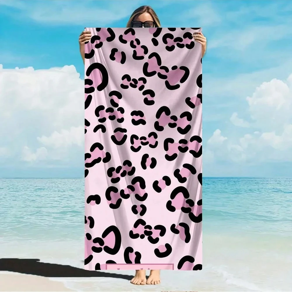 

Пляжное полотенце с розовым леопардовым принтом, одностороннее, с 2D-печатью, стильное, мягкое, для пляжа, бассейна, ванной, подарок для любителей модных тенденций