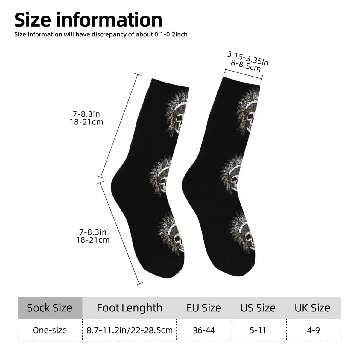 Wild West Indian Skull Chief Socks Shopping 3D Print Boy Girls Mid-calf Sock