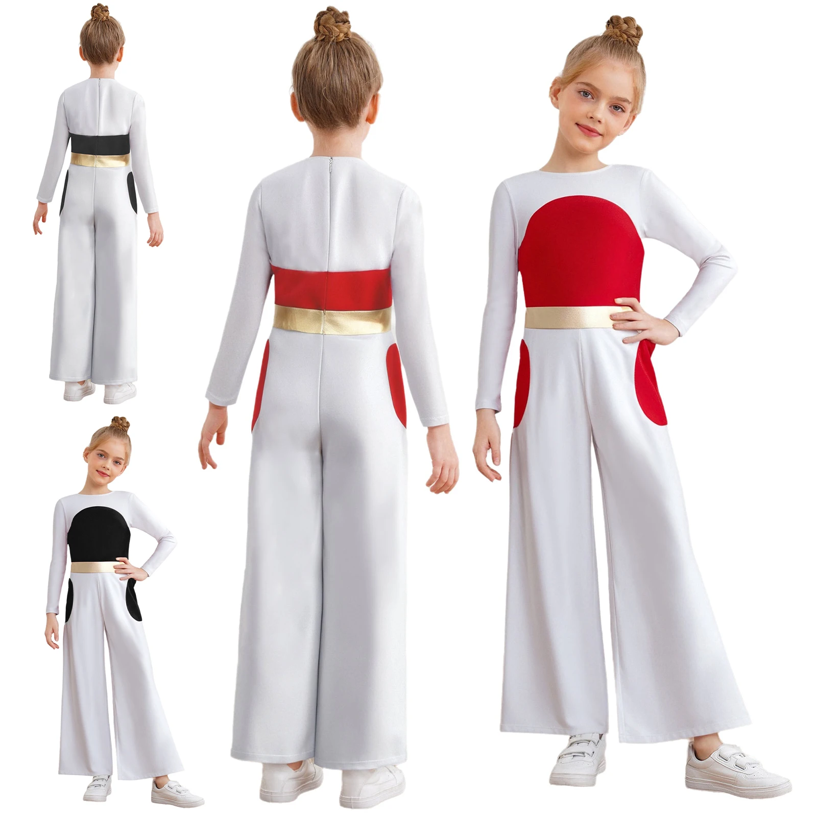 

Girls Boys Halloween Movie Costumes Color Block Long Sleeve Jumpsuit for Halloween Cosplay Christmas Photo Shoot Role-Playing