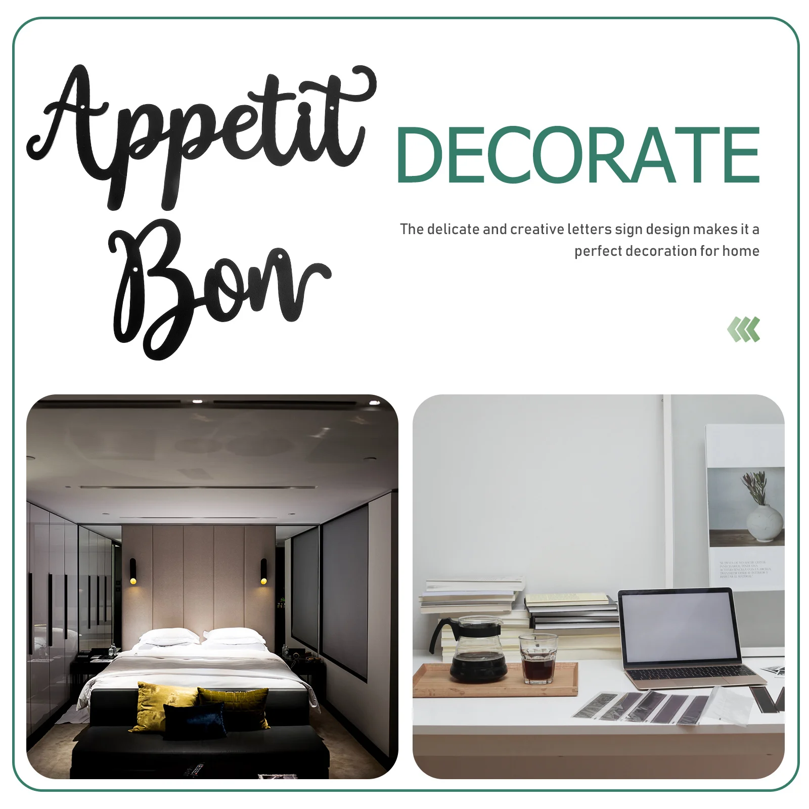 

1Set Iron Alphabet Wall Decor Good Mood Gift for Family Friends Colleagues Iron Wall Hanging Dining Room Decor