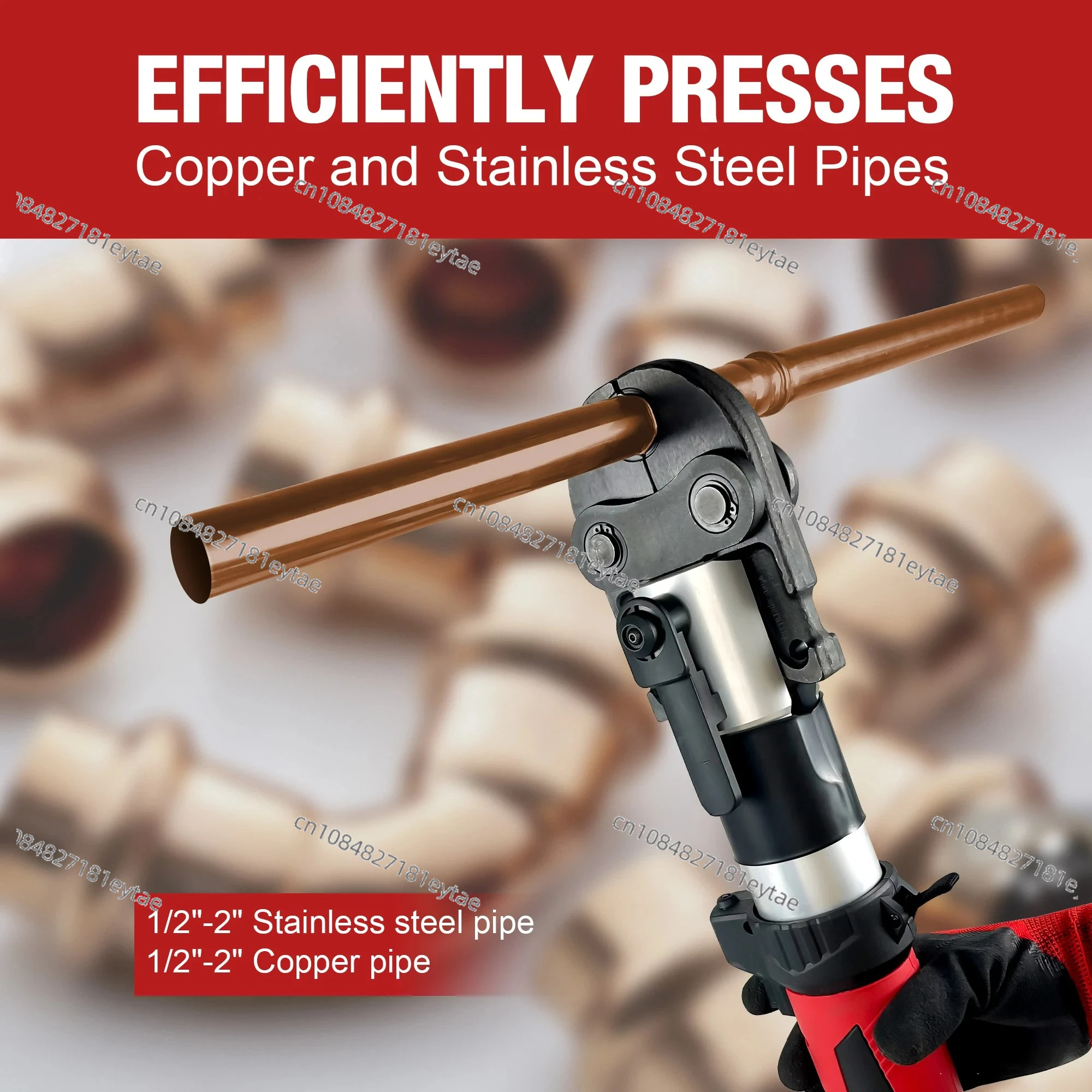 HZT-50 Rechargeable Battery Powered Hydraulic Pipe Crimping Tool, Electric for Copper & PEX Pipe Plumbing