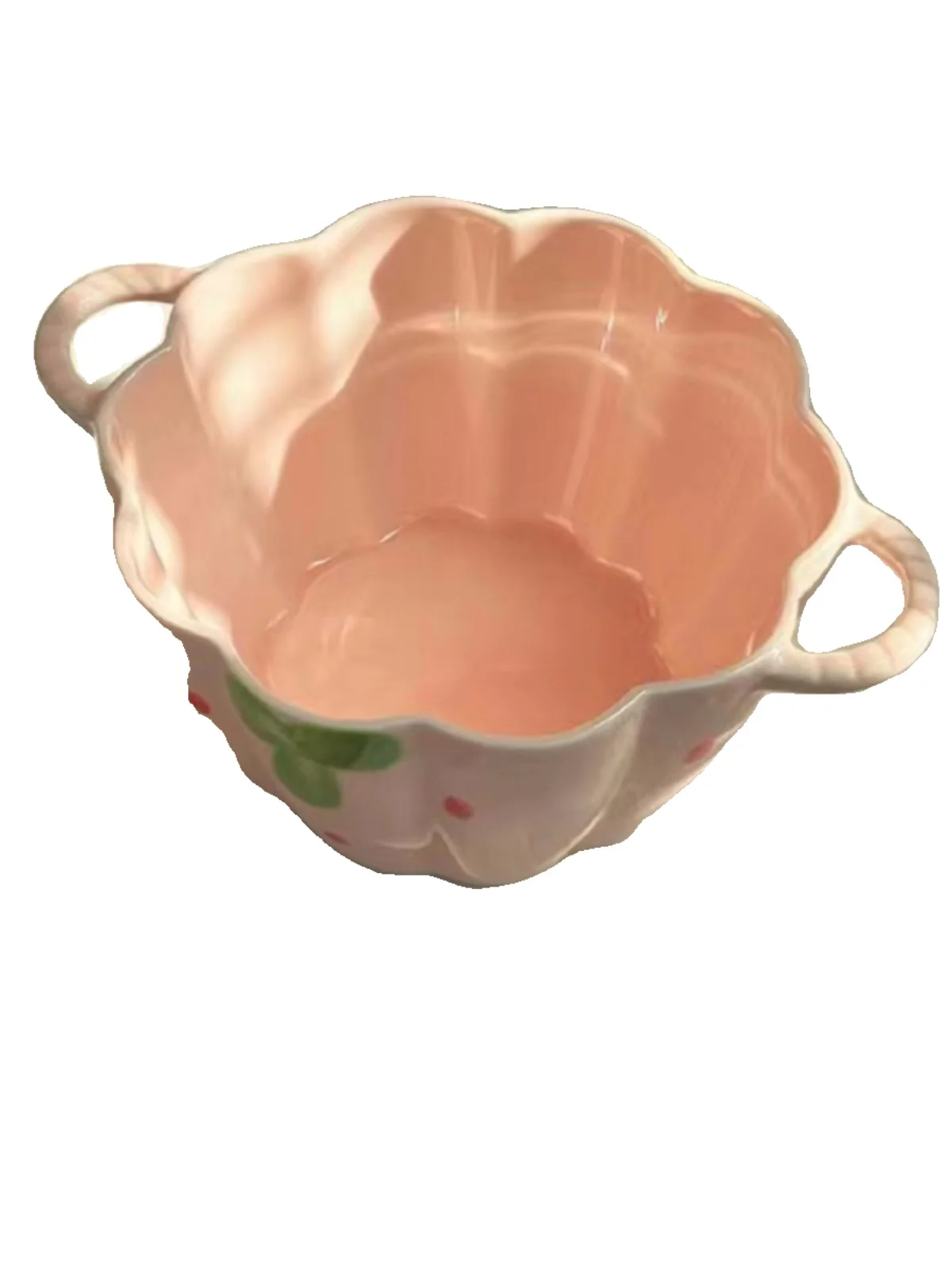 Double ear soup strawberry pink series large capacity household large soup bowl dormitory instant noodle bowl spoon