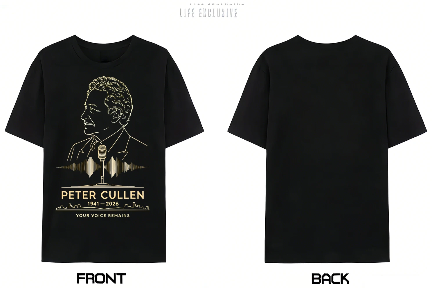 Peter Cullen Memorial Graphic Tee Legendary Voice Actor Retro Portrait Casual Cotton Short Sleeve RIP T‑Shirt