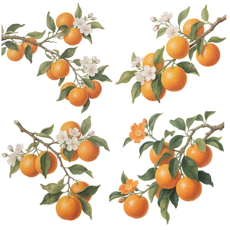 Three Ratels CEE156 Harvest orange tree branches wall stickers for home decoration