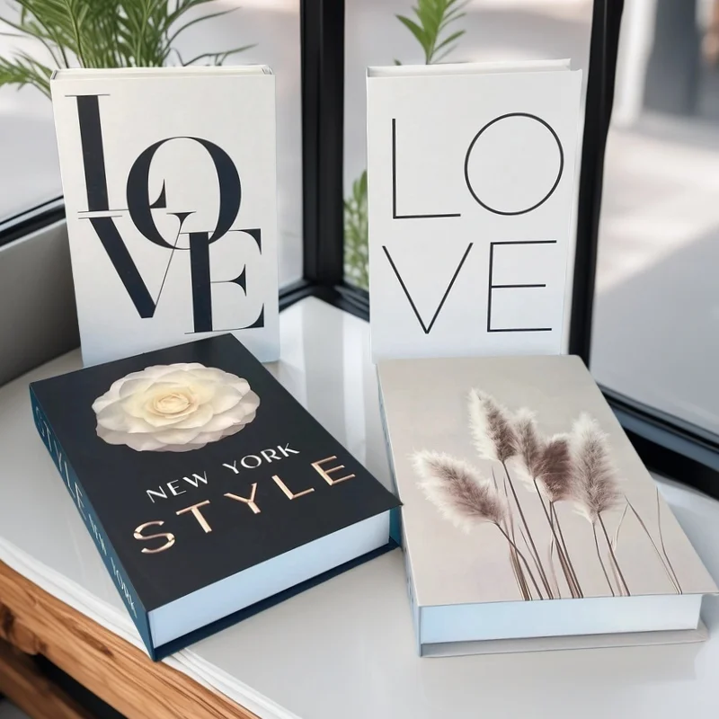 

Open Decorative Books Interior Decoration Nordic Paris Luxury Fake Book Storage Box Home Decor Coffee Table Bedroom Ornaments