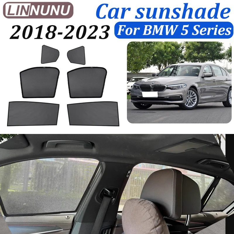 

LINNUNU For BMW 5 Series F42 2018-2023 520li 523li 528Li 530li Magenetic Car Sunshade Windshield Curtain Side Window Sun Shade