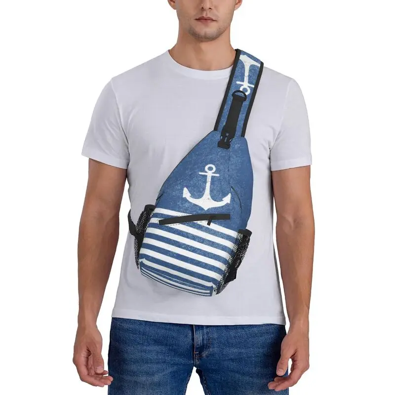 Injecteur vintage avec StrihearSling Chest Crossbody Bag pour homme, sac à dos nautique décontracté pour la randonnée, initié à la marine