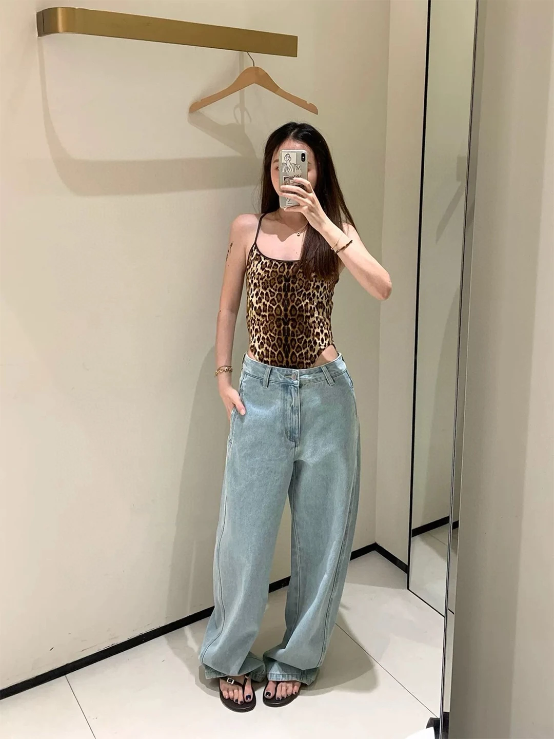 

Sexy American Sle Leopard Print Tube Top Strap Vest Women's Autumn Winter Inner Wear Bal Pure Desire Top