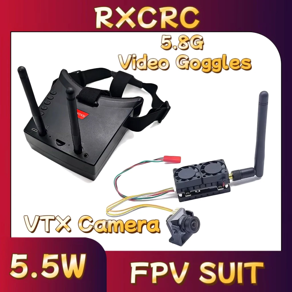 RXC FPV Suit 5.5W Video Transmitter B19PRO 1500TVL Night vision Camera 3inch Receive Goggles for RC Long Range Fixed-wing Drones