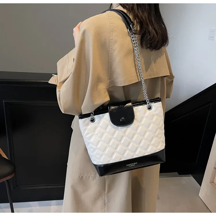 Bohemian Code! 2025 Korean Stitch Tote - Dumpling Bucket Style, 2 Ways Carry, Creative Commute