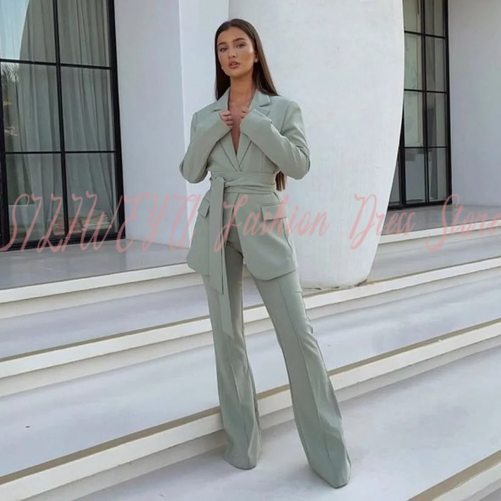 Elegant Women 2 Pieces Suit Set Smart Casual Jacket Pants Blazer Sets High Quaity Lady Chic Outits Trajes De Mujer Elegante